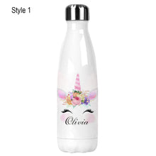 Load image into Gallery viewer, Personalised Name Pink Unicorn Water Bottle
