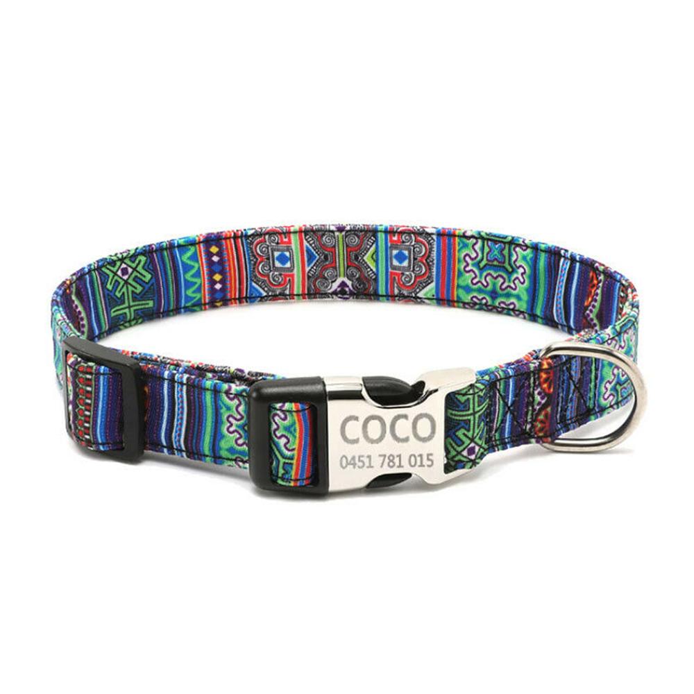 Personalised Ethnic Floral Dog Collar